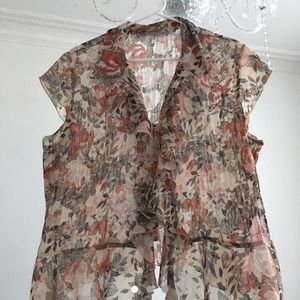 Ruffle vintage floral blouse